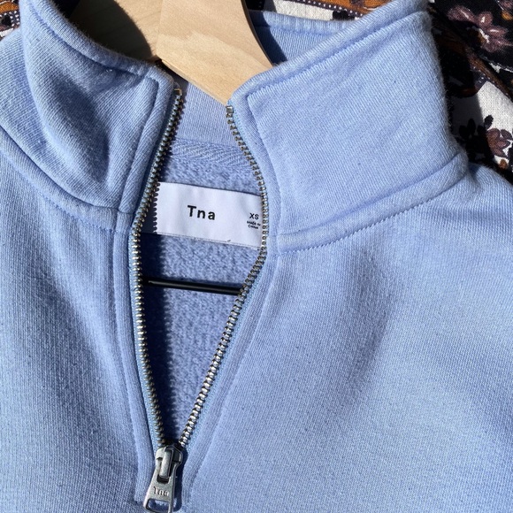 Aritzia Tna Warm Up 1/5 Zip Sweater Two Tone Blue/Grey - Picture 4 of 4